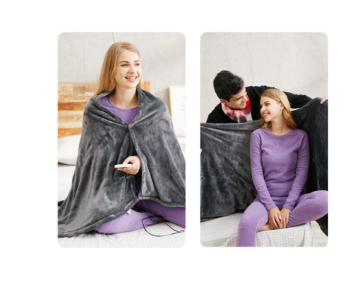 Electric coral fleece throw with USB, 150 × 85 cm