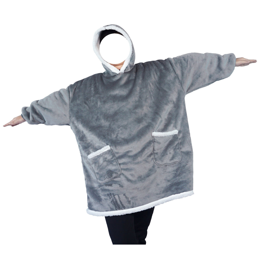Blanket hoodie in flannel with hood and pocket – one size