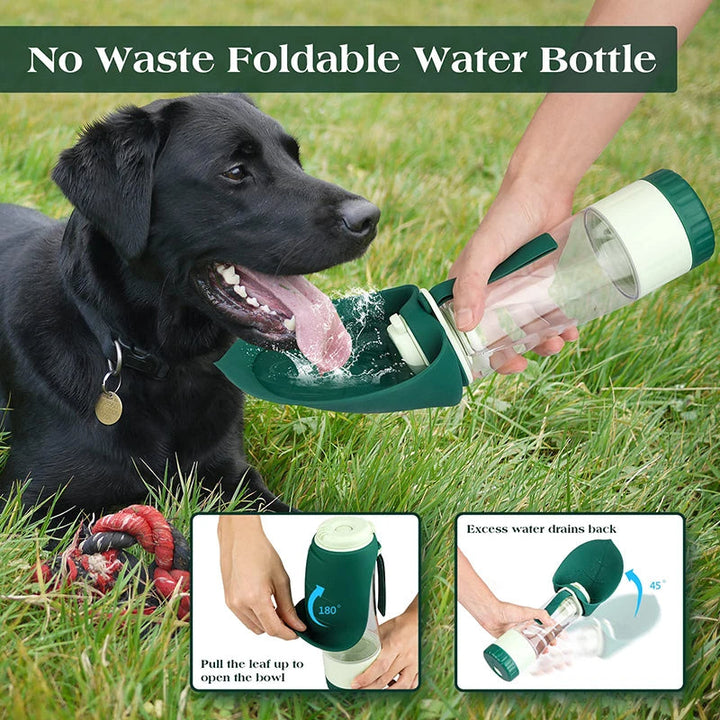 Portable Water &amp; Food Bottle for Dogs with 2-in-1 Design