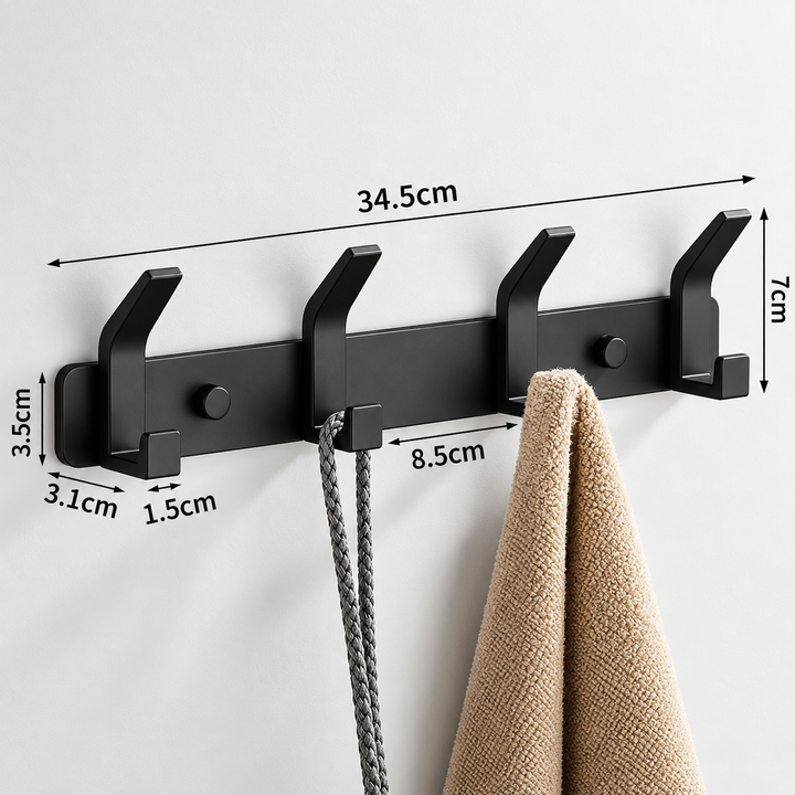 Aluminium Wall Hooks – 3, 4, 5 or 6 Hooks | Bathroom Towel Rail