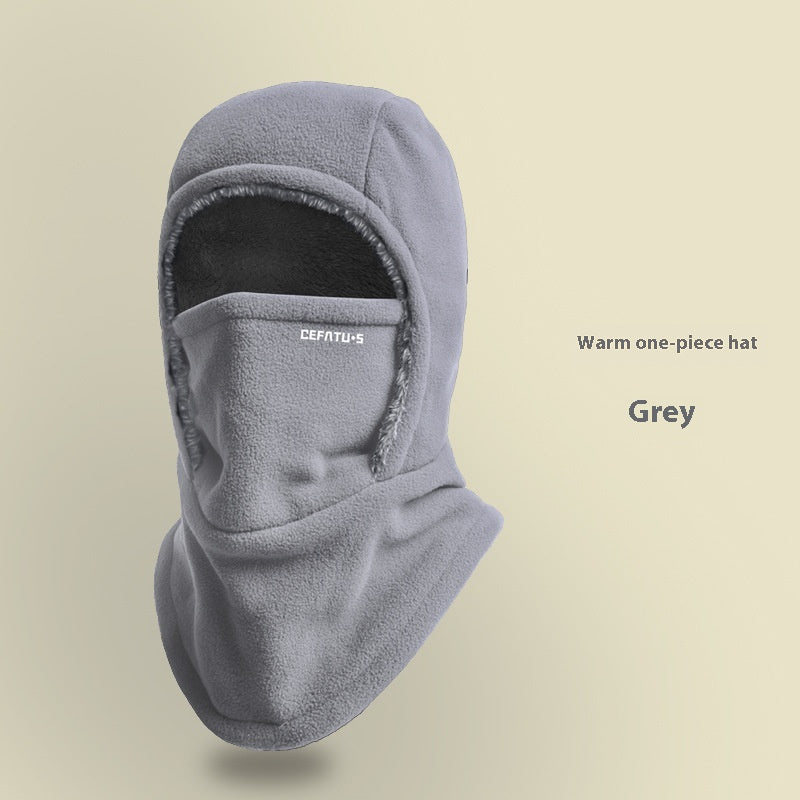 Hooded hat with scarf and face mask – with warm lining