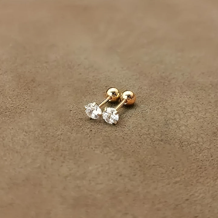 Stylish Cubic Zirconia Titanium Steel Stud Earrings - Lumen