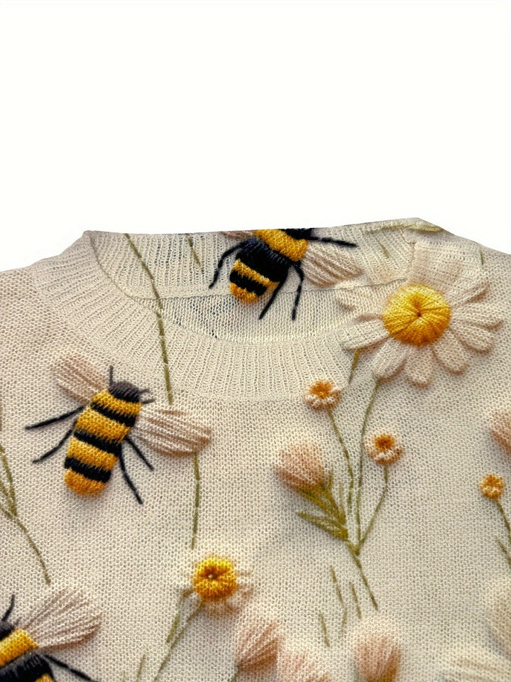 Trendy Women's Jumper with Bee Motif - Sophie