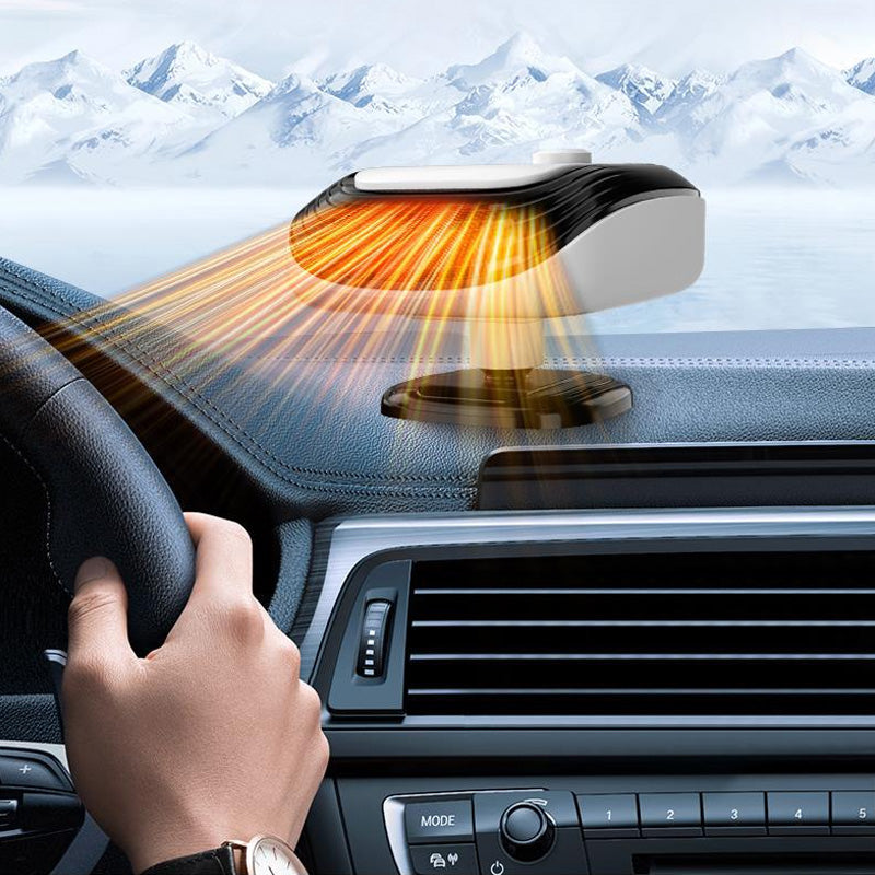 Compact car heater with 360° swivel and fast warmth
