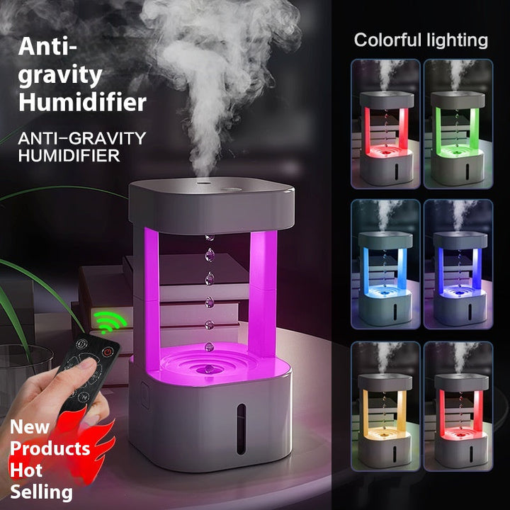Anti-gravity humidifier with 580 ml tank and auto-stop