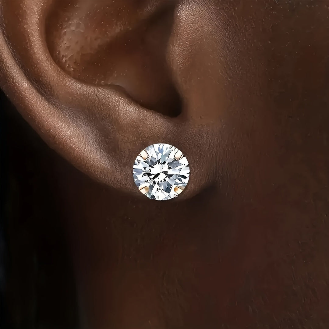 Stylish Cubic Zirconia Titanium Steel Stud Earrings - Lumen