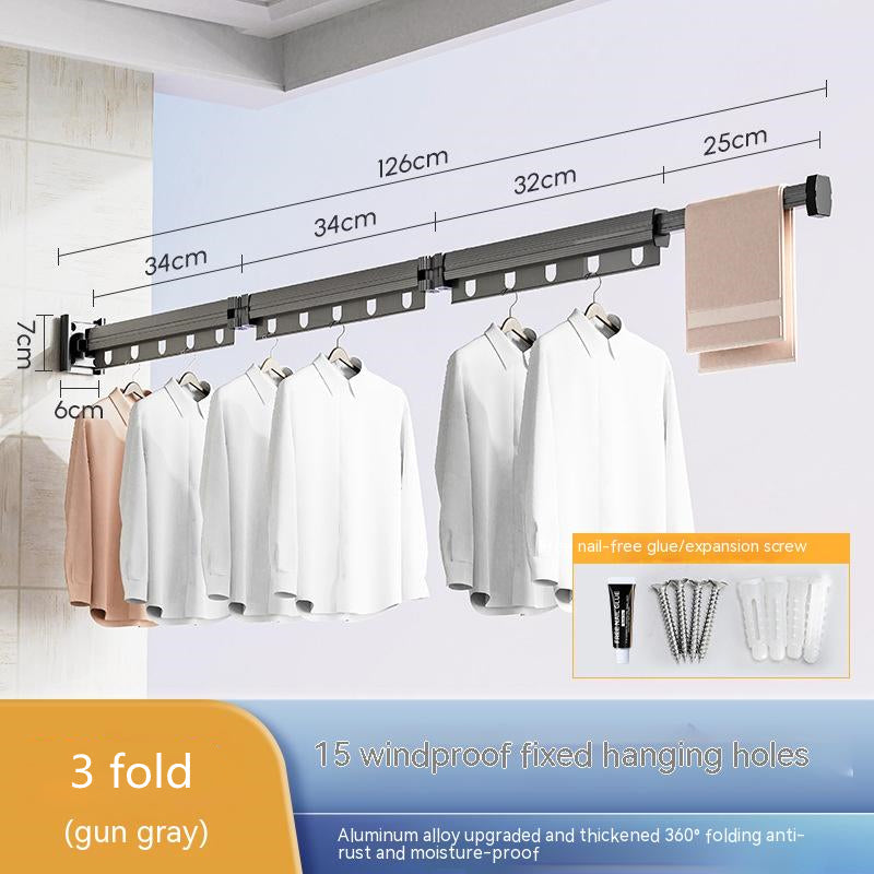 Foldaway drying rack with suction cup, no drilling into the wall