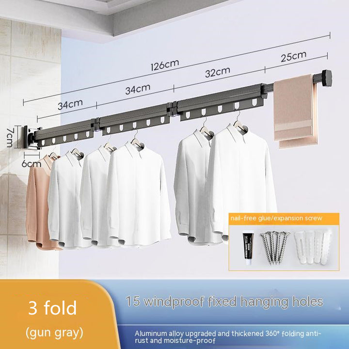 Foldaway drying rack with suction cup, no drilling into the wall