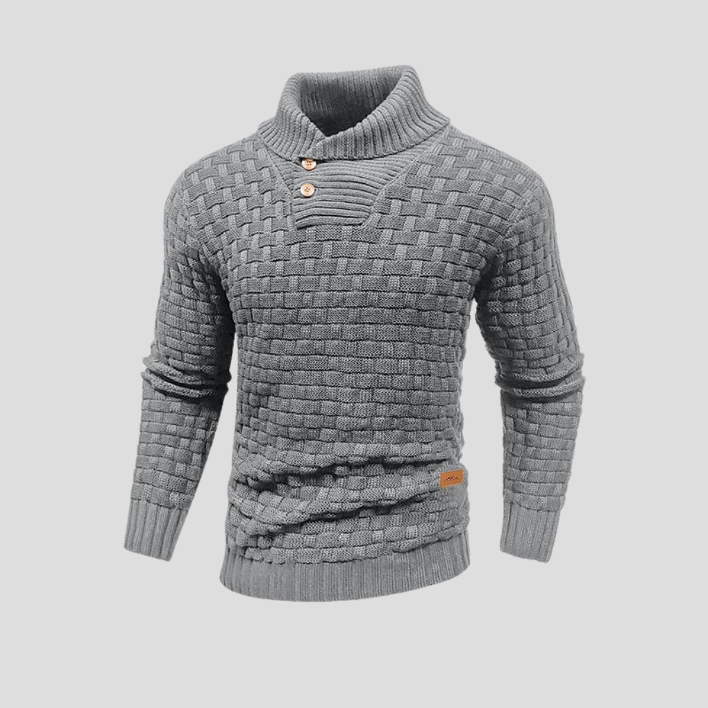 Men’s Half-Collar Button-Up Sweater
