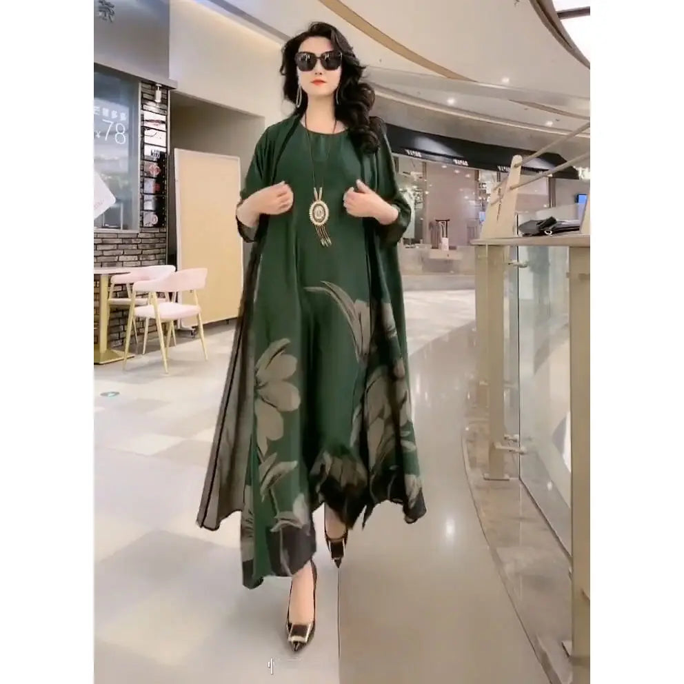 Straight-Cut Maxi Dress with Long Sleeves – Yara