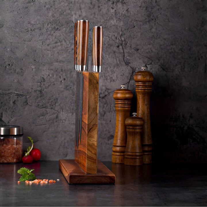 Efficient Kitchen Storage Magnetic Wood Knife Block