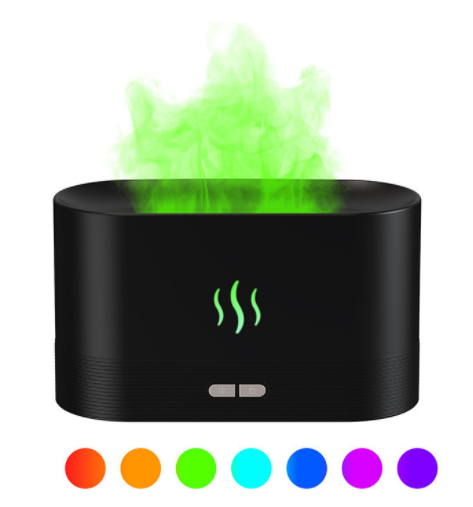 Aroma diffuser with flame effect and 180 ml tank, quiet and USB-powered