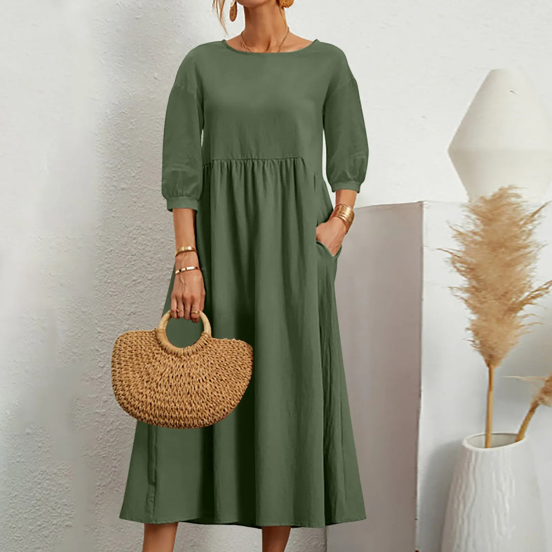 Casual Loose Patchwork Midi Dress Effortless Style Meets Everyday Comfort