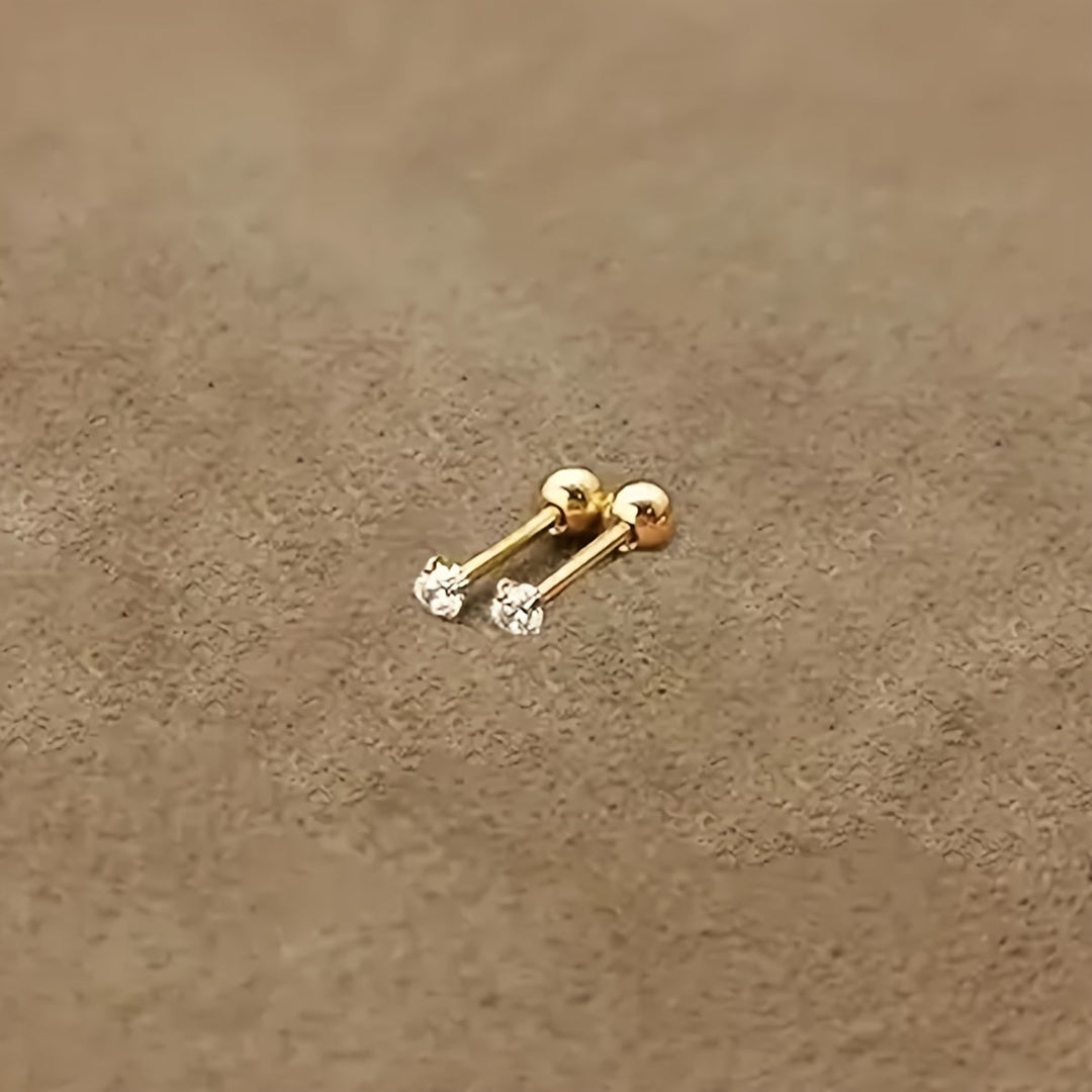 Stylish Cubic Zirconia Titanium Steel Stud Earrings - Lumen