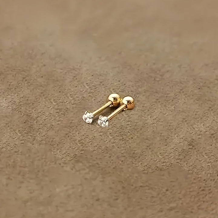 Stylish Cubic Zirconia Titanium Steel Stud Earrings - Lumen
