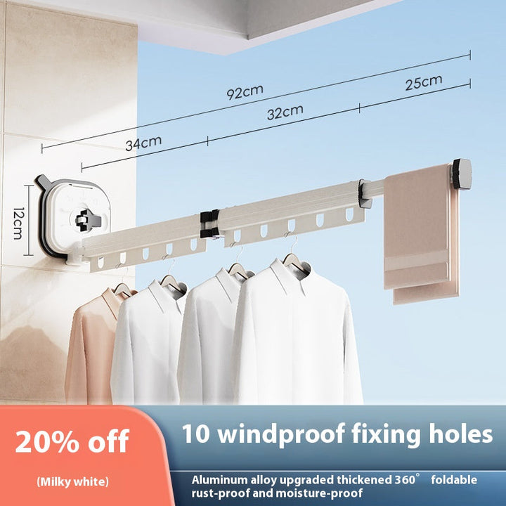 Foldaway drying rack with suction cup, no drilling into the wall