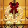 Light-up Christmas wreath with large red bow, 50 cm