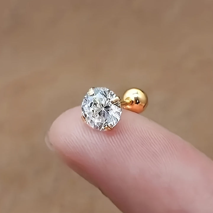 Stylish Cubic Zirconia Titanium Steel Stud Earrings - Lumen