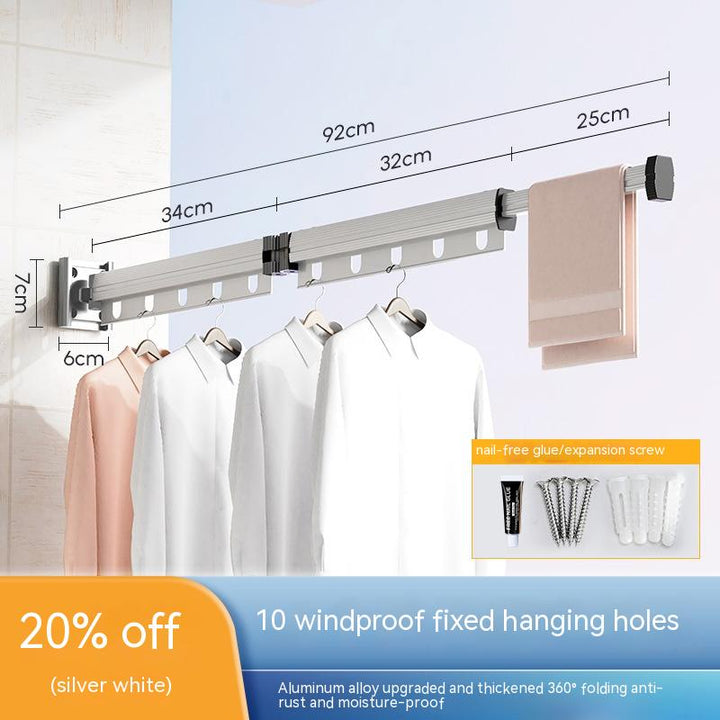 Foldaway drying rack with suction cup, no drilling into the wall