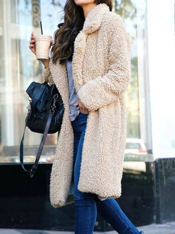 Trendy Warm Long Teddy Coat for Women - Isla