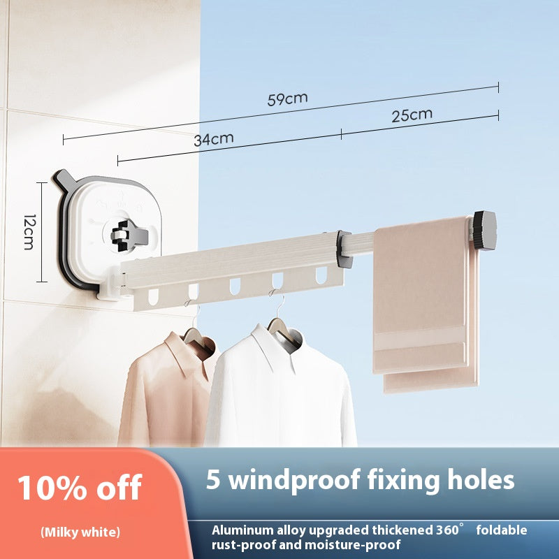 Foldaway drying rack with suction cup, no drilling into the wall