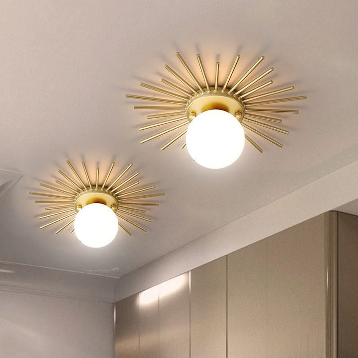 Spherical Ceiling Lamp with Frosted Glass Shade Minimalist 1-Bulb Gold Ceiling Mount