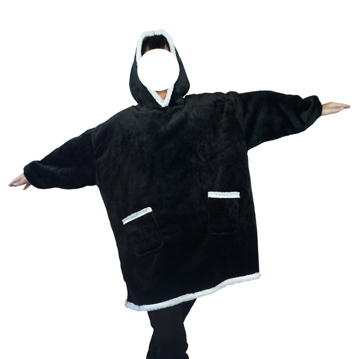 Blanket hoodie in flannel with hood and pocket – one size