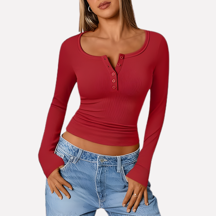 Women’s Long Sleeve Henley Top