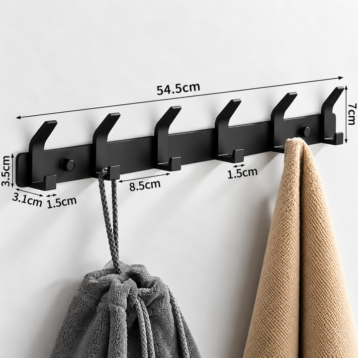Aluminium Wall Hooks – 3, 4, 5 or 6 Hooks | Bathroom Towel Rail