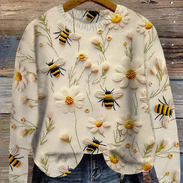 Trendy Women's Jumper with Bee Motif - Sophie