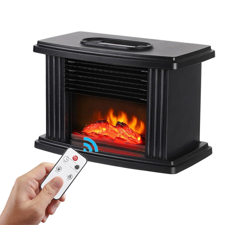 Electric fireplace heater with LED flames and remote control, 1000 W