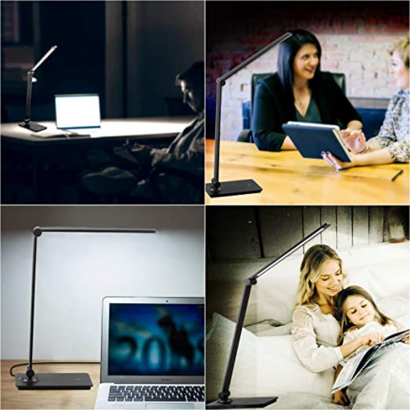 LED Desk Lamp, Desk Lamp with Touch Control and 3 Brightness Levels, Dimmable Office Lamp with Adjustable Arm, Foldable Table Lamp for Desk, Bedroom, Bedside Table, Office