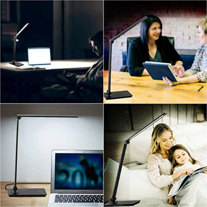 LED Desk Lamp, Desk Lamp with Touch Control and 3 Brightness Levels, Dimmable Office Lamp with Adjustable Arm, Foldable Table Lamp for Desk, Bedroom, Bedside Table, Office