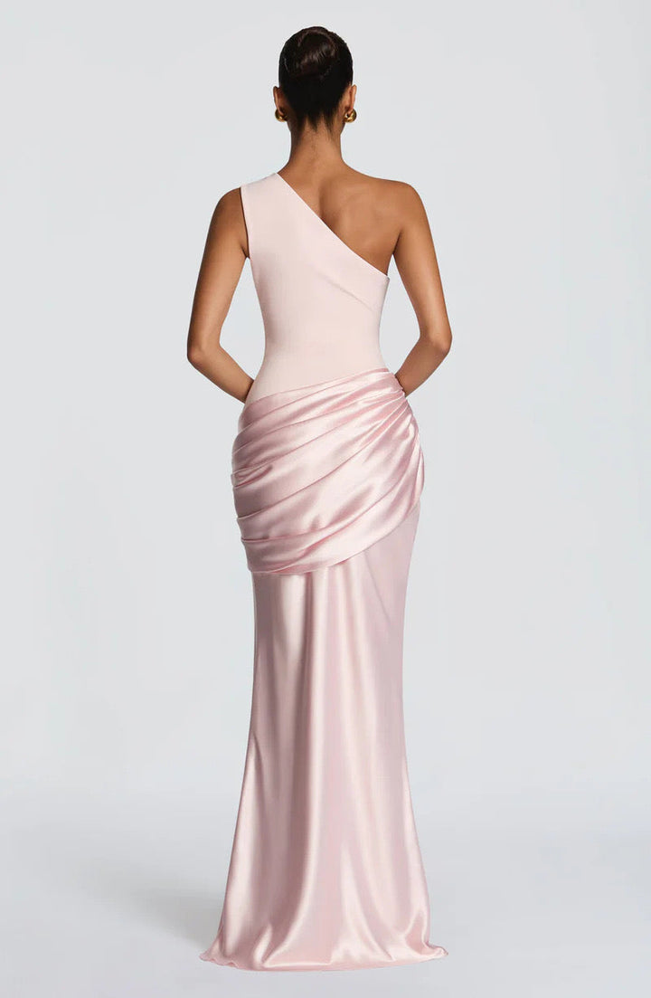 Sidonie One-Shoulder Draped Satin Maxi Dress