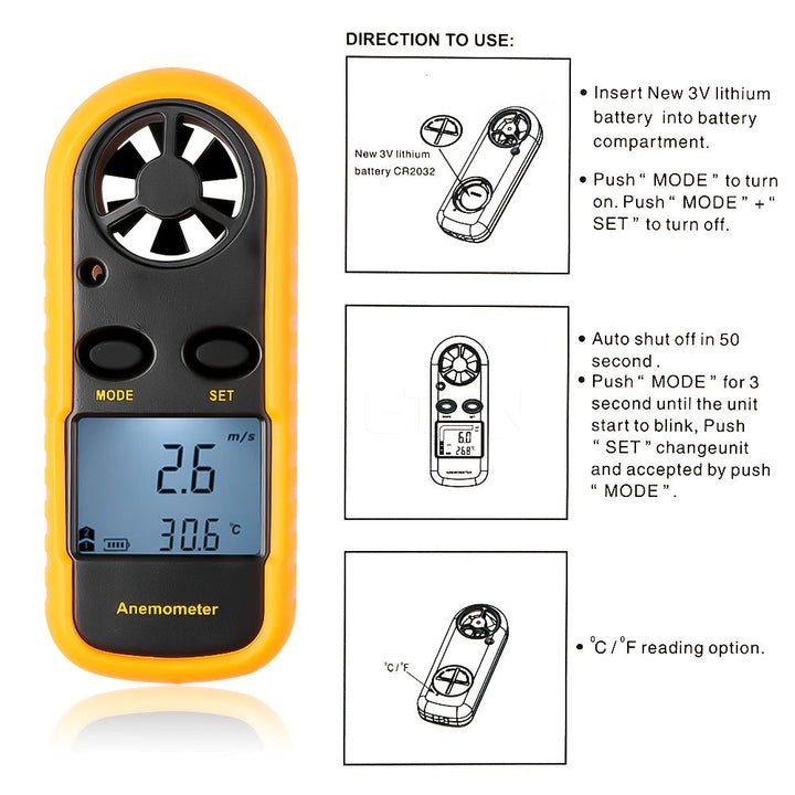 Compact Digital Anemometer – Portable and Precise for Outdoor Measurements