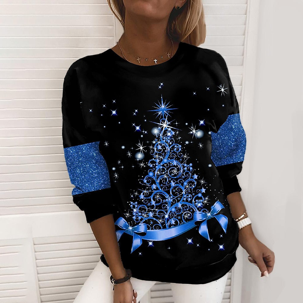 Women's Christmas sweater with 3D print – Christmas tree or snowflake