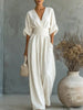 Elegant Women's Jumpsuit with V-Neck and Wide-Leg High Waist