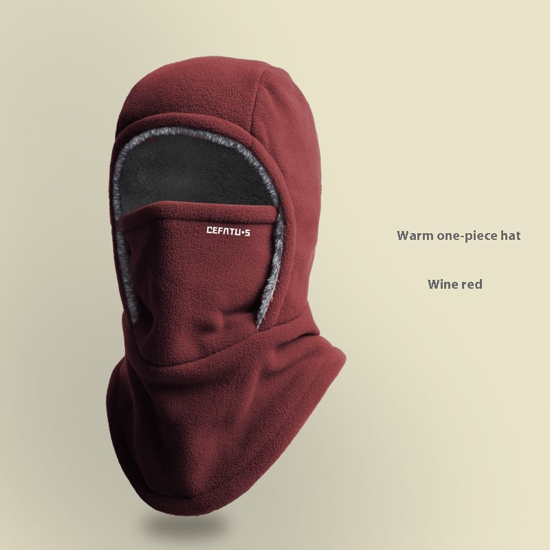 Hooded hat with scarf and face mask – with warm lining