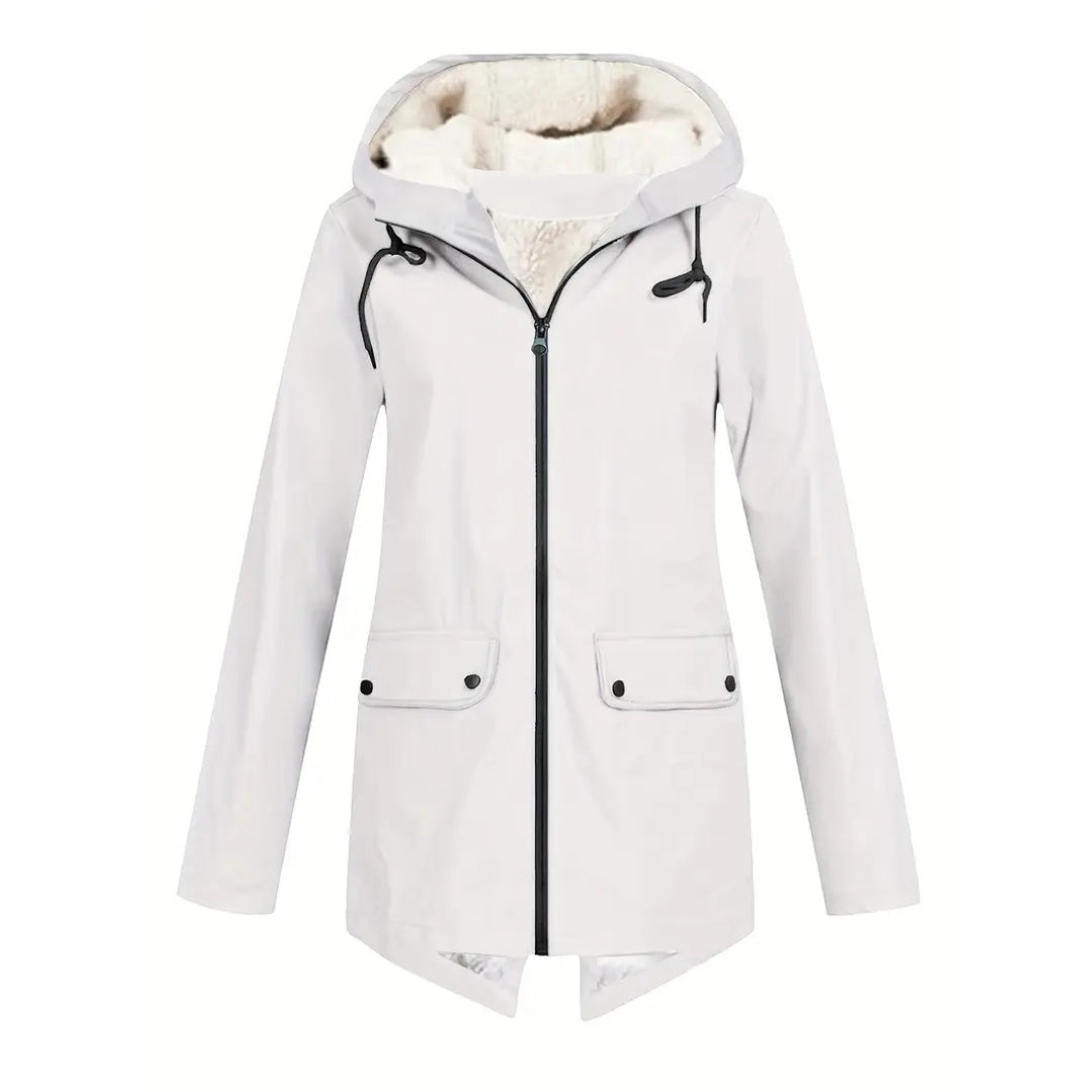 Waterproof Women's Coat – Fleece-Lined – with Hood