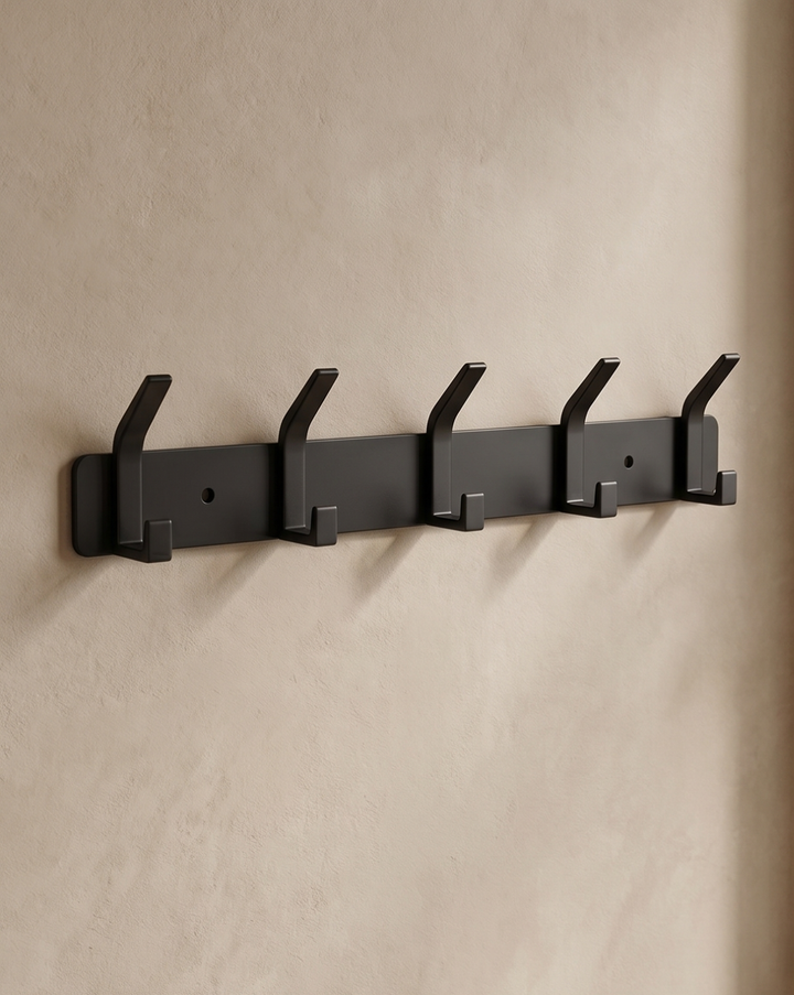 Aluminium Wall Hooks – 3, 4, 5 or 6 Hooks | Bathroom Towel Rail