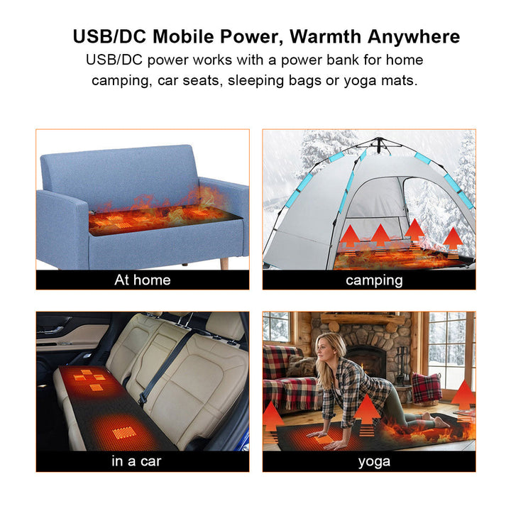 USB heating pad with 5 heating zones and fast warm-up
