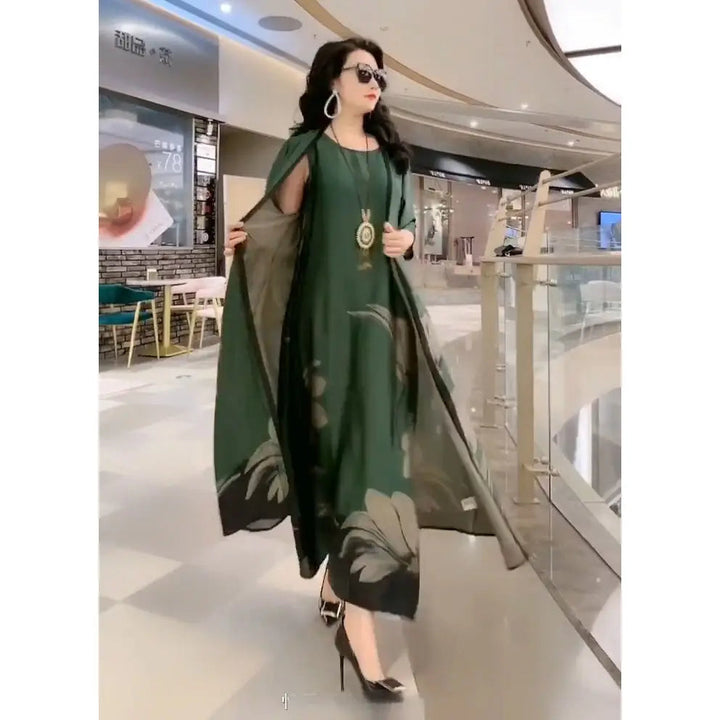 Straight-Cut Maxi Dress with Long Sleeves – Yara