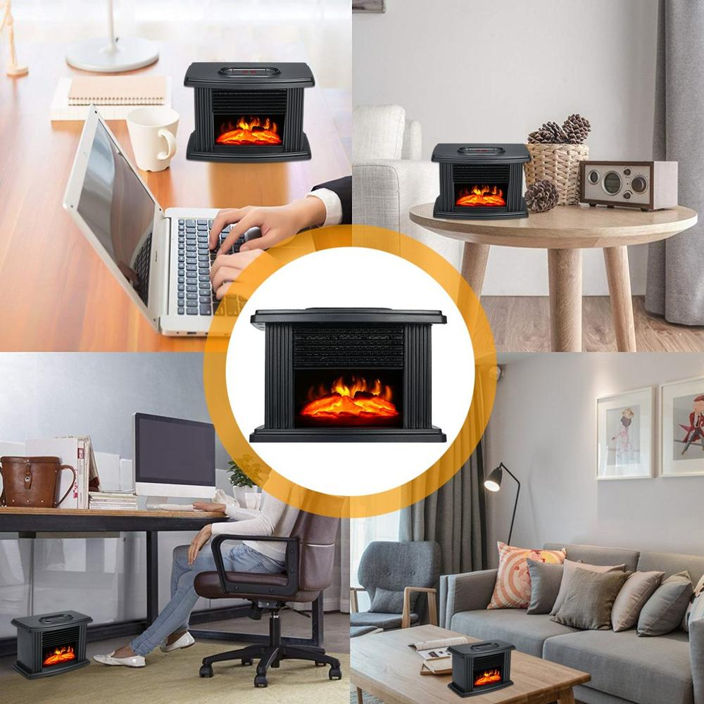 Electric fireplace heater with LED flames and remote control, 1000 W