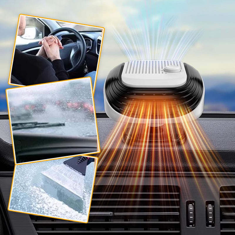 Compact car heater with 360° swivel and fast warmth