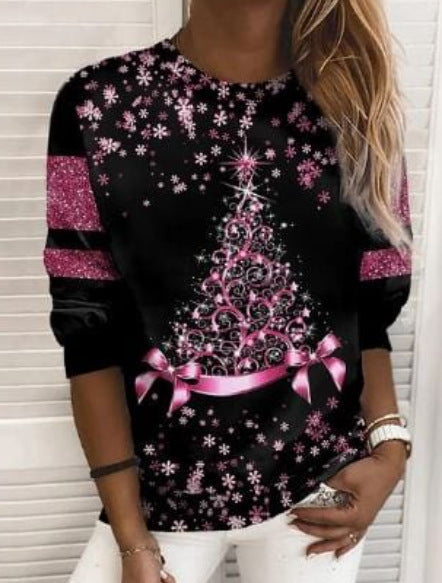Women's Christmas sweater with 3D print – Christmas tree or snowflake