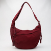 Burgundy Half-Moon Nylon Shoulder Bag with Adjustable Crossbody Strap