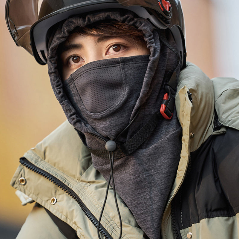 Windproof face mask with hood and neck warmer for cycling