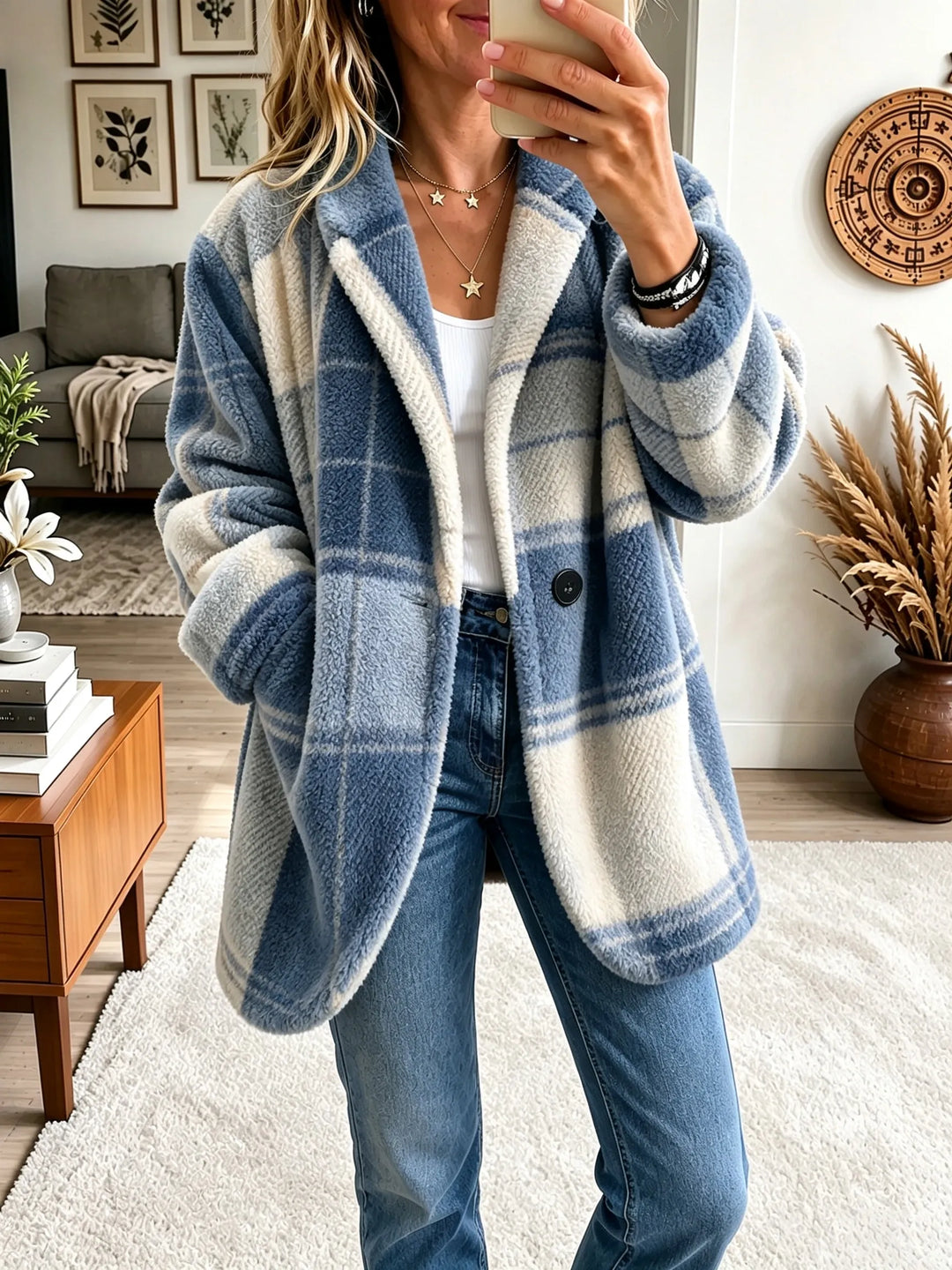 Cosy Multicoloured Checked Coat
