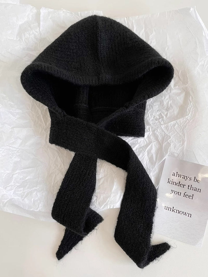 Knitted balaclava with ear warmers – retro, in a wool blend