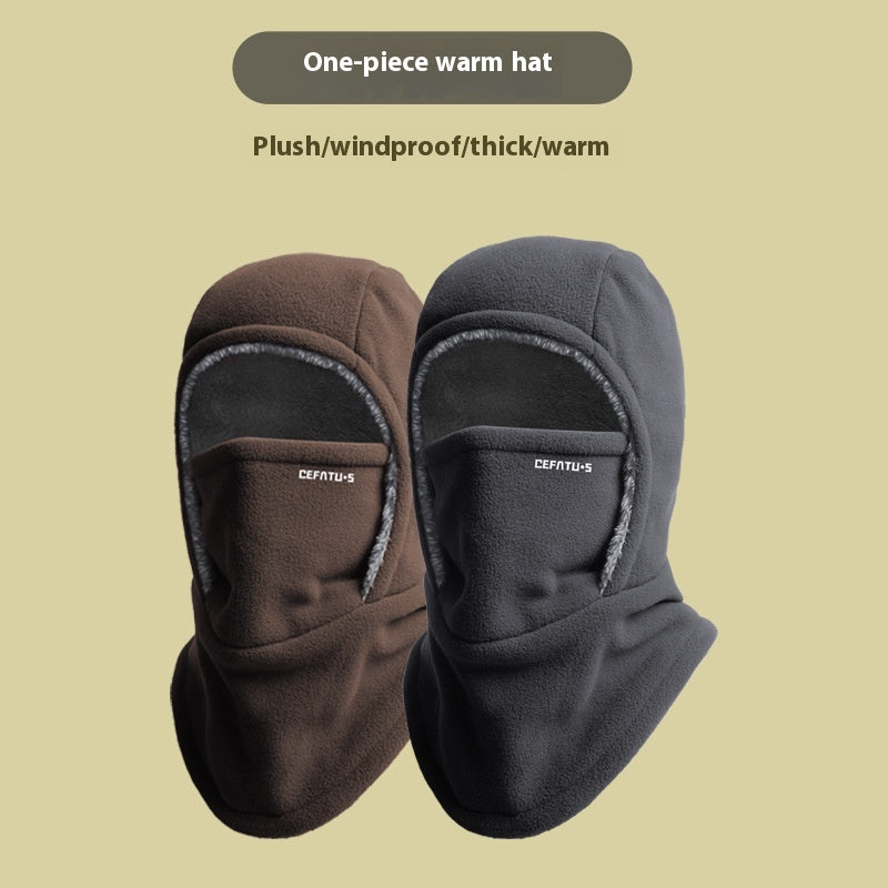 Hooded hat with scarf and face mask – with warm lining